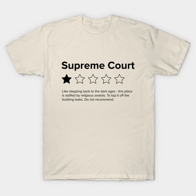 Supreme Court Review, One Star, do not recommend. Pro choice, save Roe vs Wade T-Shirt by YourGoods